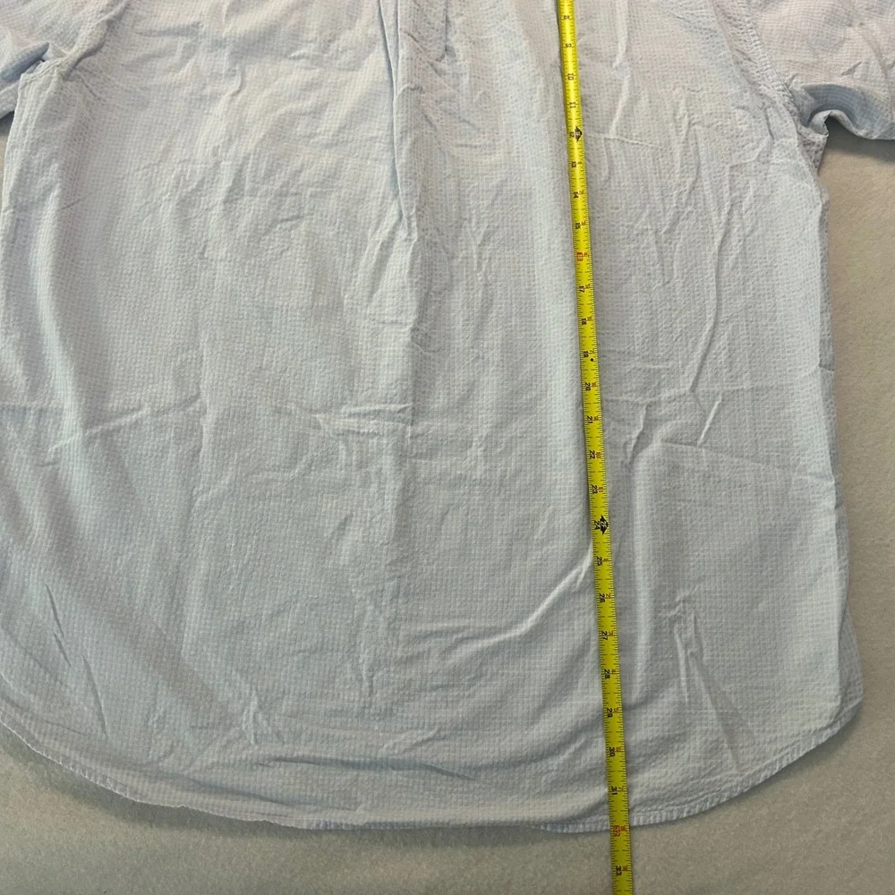 J. Crew Mens Large Blue White Seersucker Check Button Down Shirt Long Sleeve L